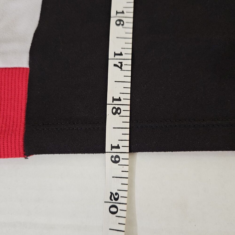 Hot Kiss Size M Black Red White Long Sleeve Crop Top 1/4 Circle Front Zipper Y2K - Picture 6 of 9